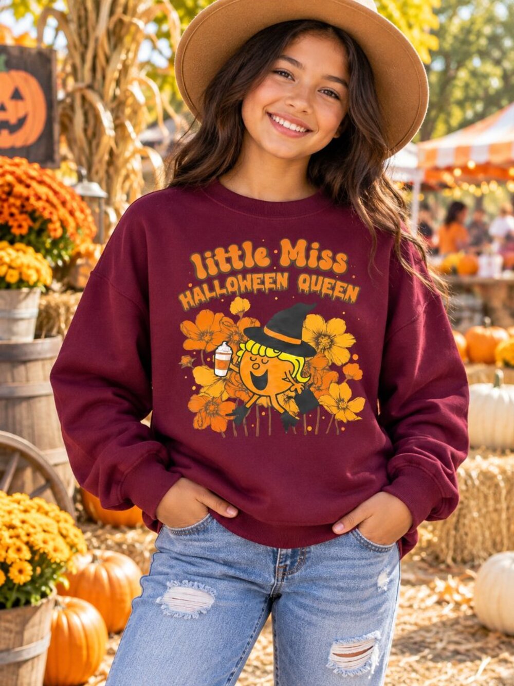 Gildan Little Miss Halloween Queen Sweatshirt Youth L